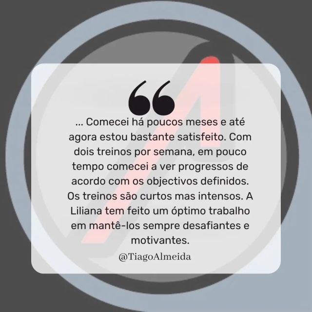 O Tiago treina com a Liliana desde Setembro e deixa-nos o seu testemunho. Ora leia e inspire-se. Quem sabe o próximo testemunho não será o seu 💪🏻😊 Obrigado Tiago pela partilha 🙏 @liliana_aromao